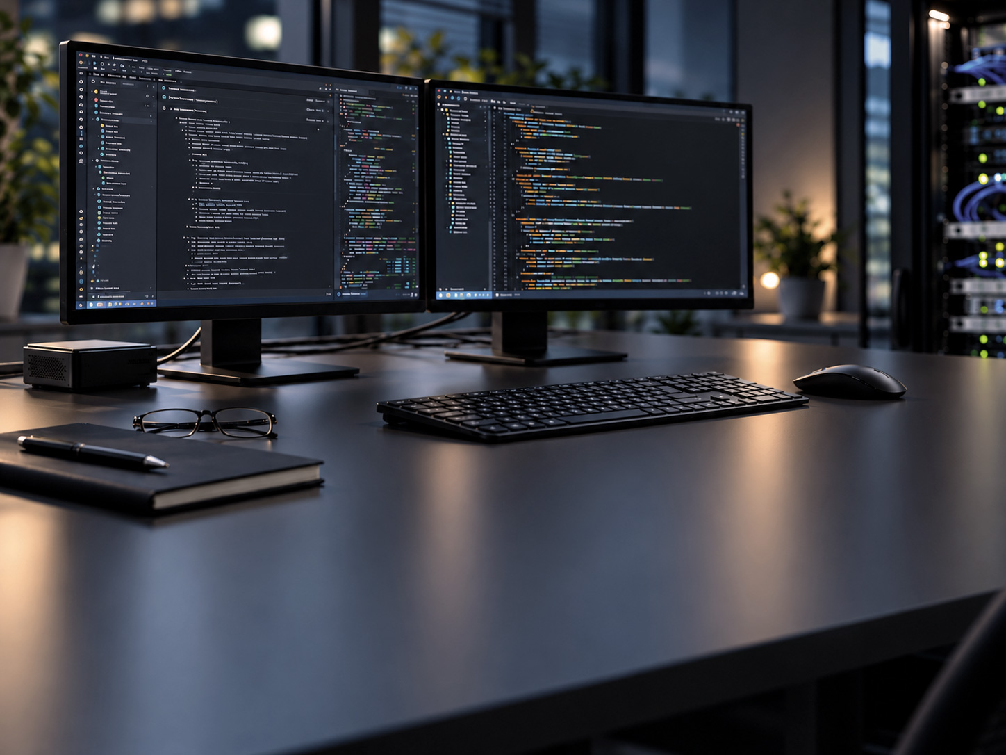 Moderner IT-Arbeitsplatz mit zwei Monitoren